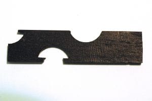 A three-cut template for a ferrule that has an irregular curve.