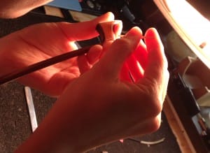 Gluing the head back together using a toothpick paddle